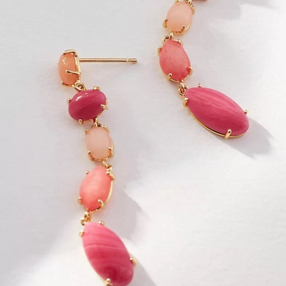 NWT Anthropologie Stone Drop Earrings in Pink